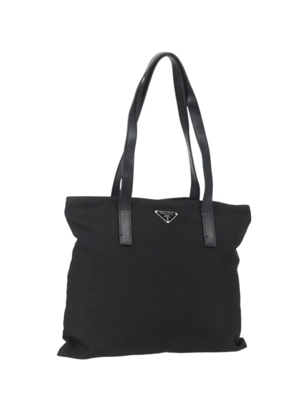 PRADA Tote Bag Nylon Black Silver